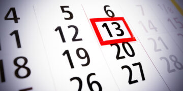 Friday the 13th. Calendar, bad luck, time, stress or fear concept.