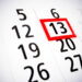 Friday the 13th. Calendar, bad luck, time, stress or fear concept.